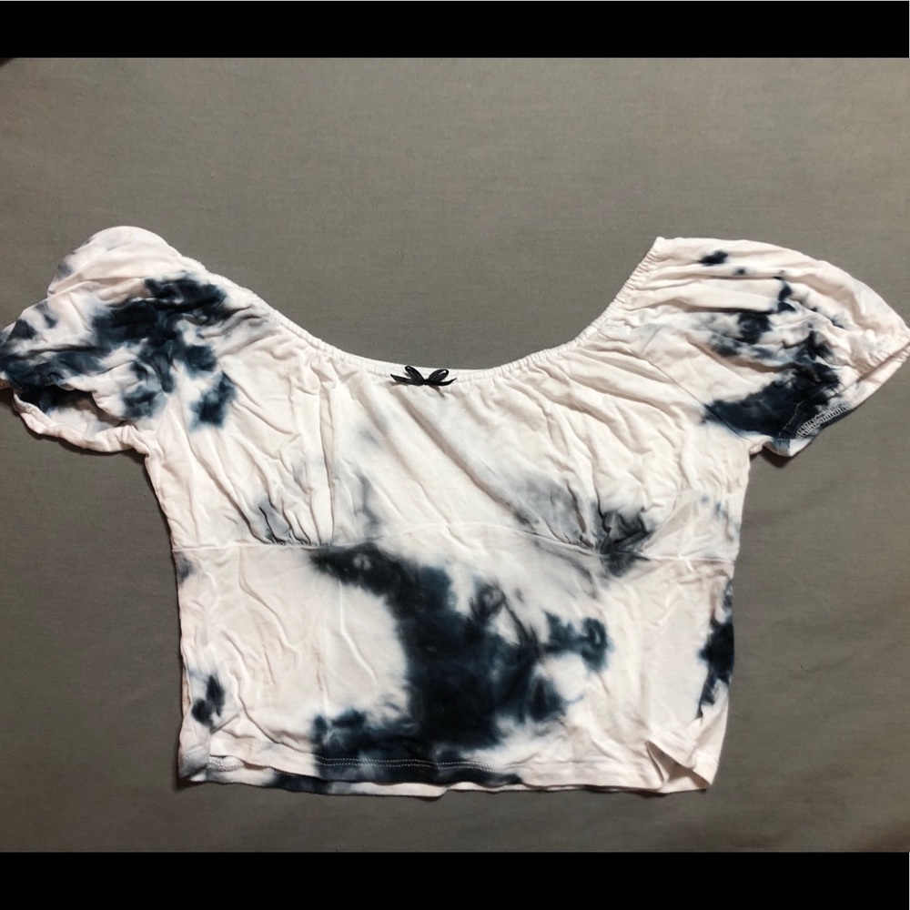 A-Lab Black and White Tie Dye Crop Top